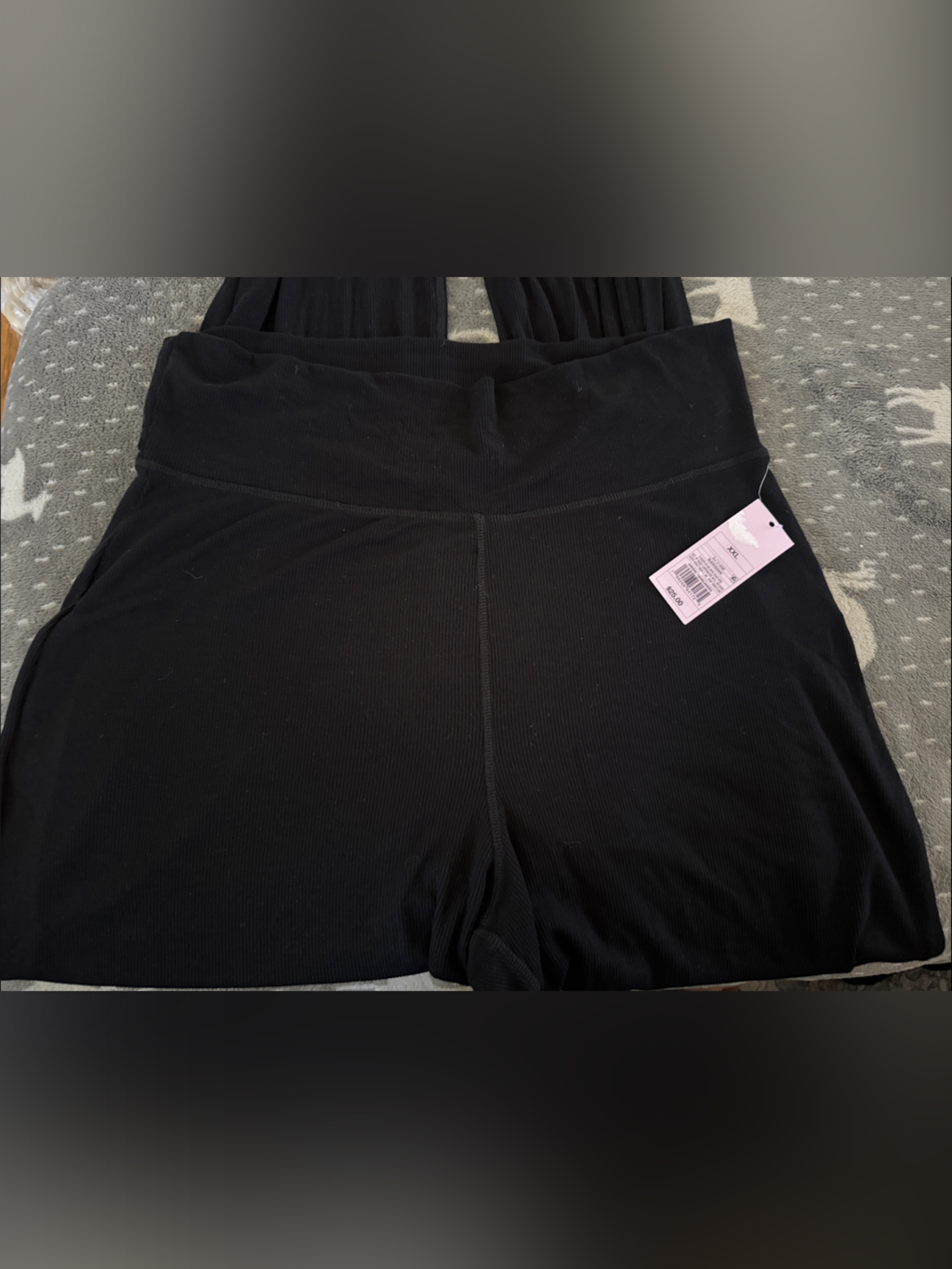 High-Waist Black Women's Lounge Pants Ribbed Wide Leg